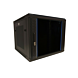 9U wandkast met glazen deur - geperforeerde zijpanelen 600x600x500mm (BxDxH)