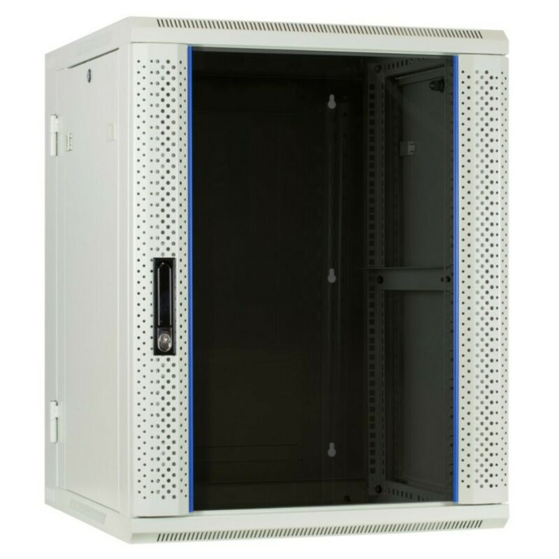 22U wandkast (kantelbaar) met glazen deur 600x600x1100mm (BxDxH)