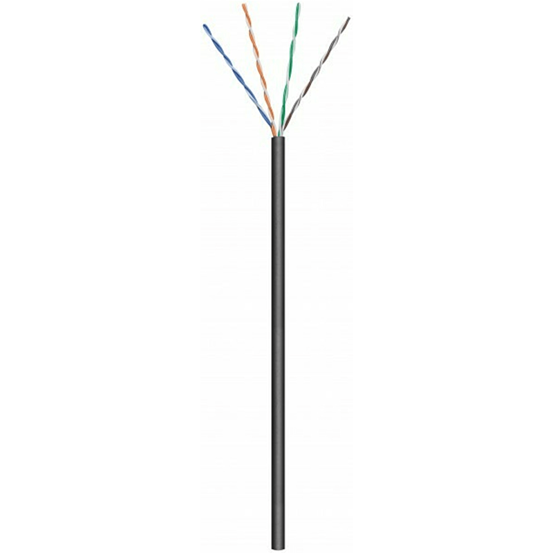 CAT6 U/UTP 100m buitenkabel op rol stug zwart CCA