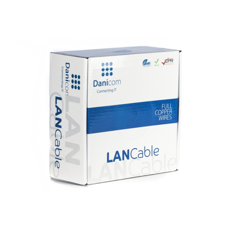 DANICOM CAT6A U/UTP 100m kabel op rol soepel - PVC (Fca)