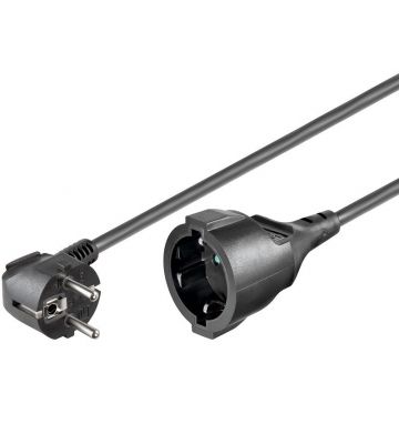 Schuko verlengsnoer 2m zwart