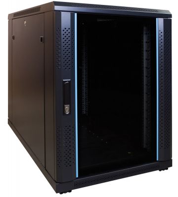 15U mini serverkast met glazen deur 600x1000x860mm (BxDxH)