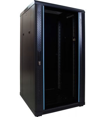 22U serverkast met glazen deur 600x600x1200mm (BxDxH)