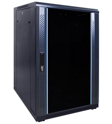 18U serverkast ongemonteerd met glazen deur 600x800x1000mm (BxDxH)