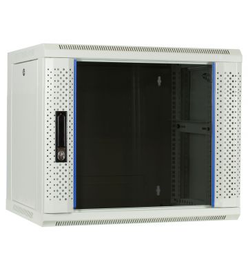 9U witte wandkast met glazen deur 600x450x500mm (BxDxH)