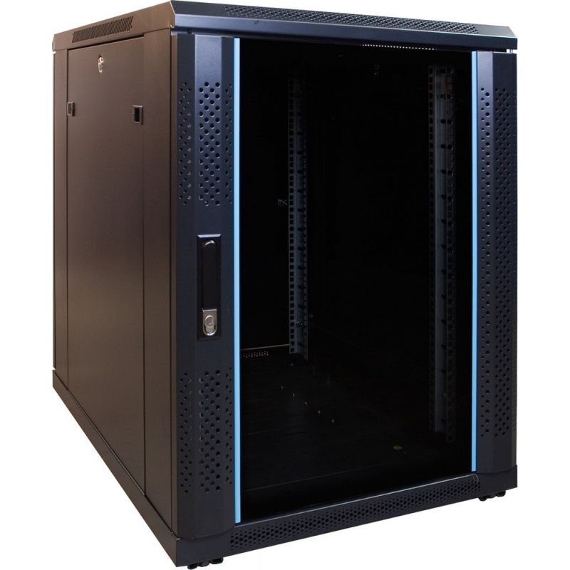 15U mini serverkast met glazen deur 600x800x860mm (BxDxH)