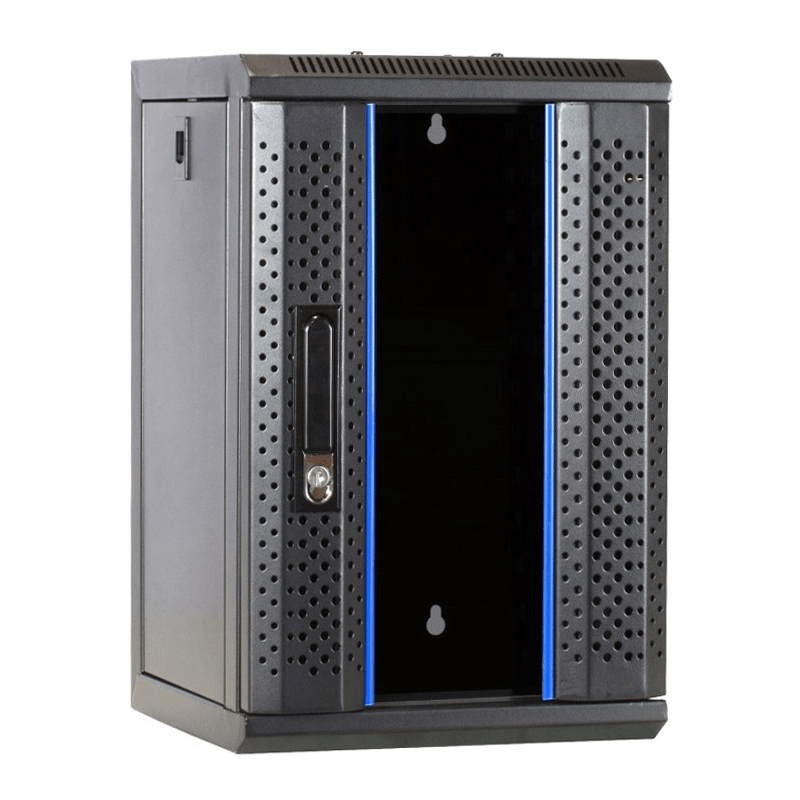 10 inch 9U serverkast met glazen deur 370x450x486mm (BxDxH)
