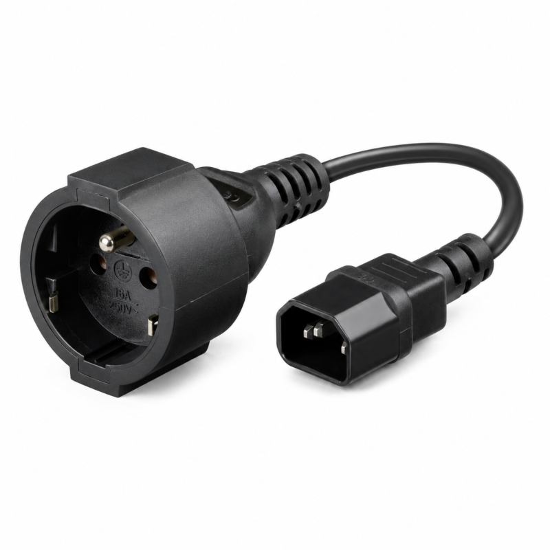 Stroomkabel AC plug naar C14 Type E 0,15m verloop - Penaarde