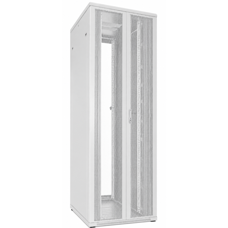 47U witte serverkast met dubbele geperforeerde voor- en achterdeuren 800x1000x2200mm (BxDxH)