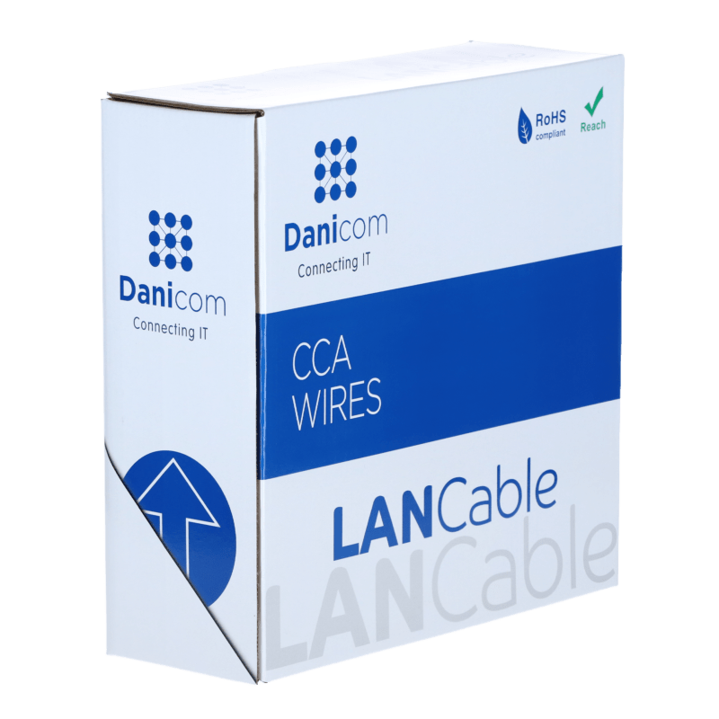 CAT5e F/UTP 100m kabel op rol soepel grijs CCA