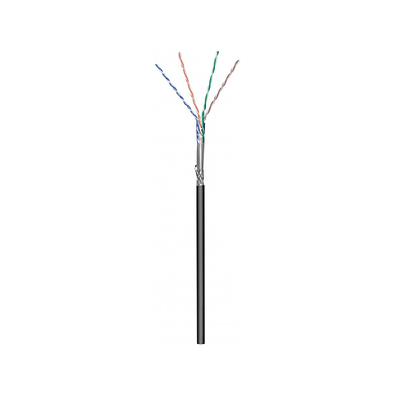CAT6 S/FTP 50m buitenkabel op rol stug zwart CCA