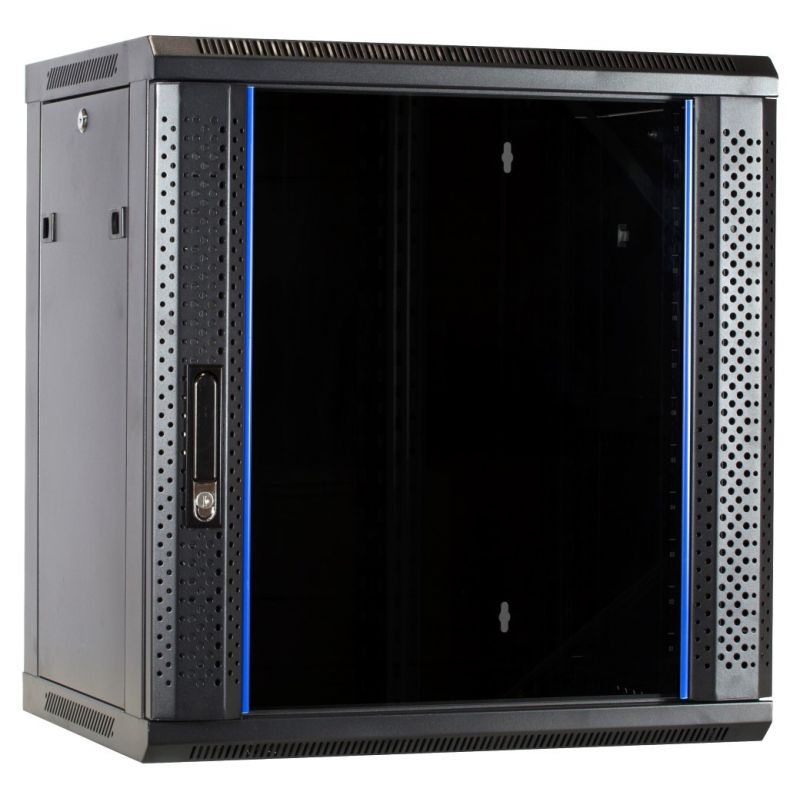 12U ongemonteerde wandkast met glazen deur 600x450x635mm (BxDxH)